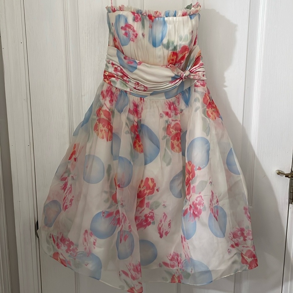 Vintage Y2K Betsey Johnson Floral Strapless Cupcake Dress